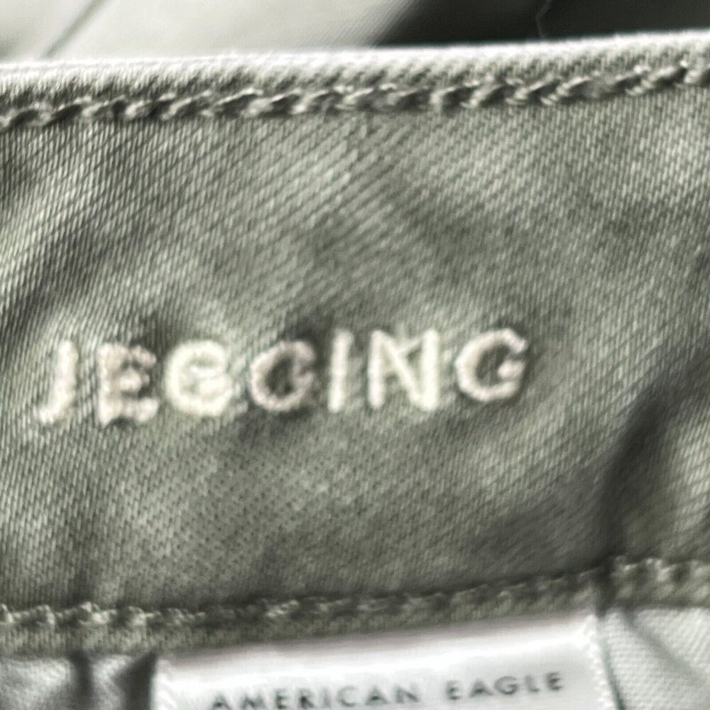American Eagle Jegging Jeans Womens 6 Long Olive Drab Green Super Stretch Denim - Picture 6 of 11